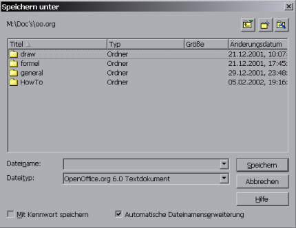 Dialog Speichern unter ... (OpenOffice.org Version)