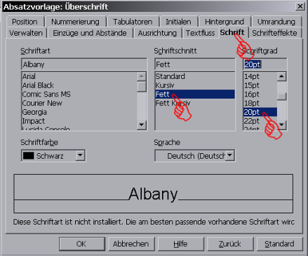 Schrift ändern