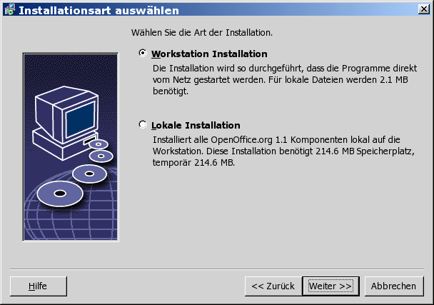 Dialog Installationsart auswählen